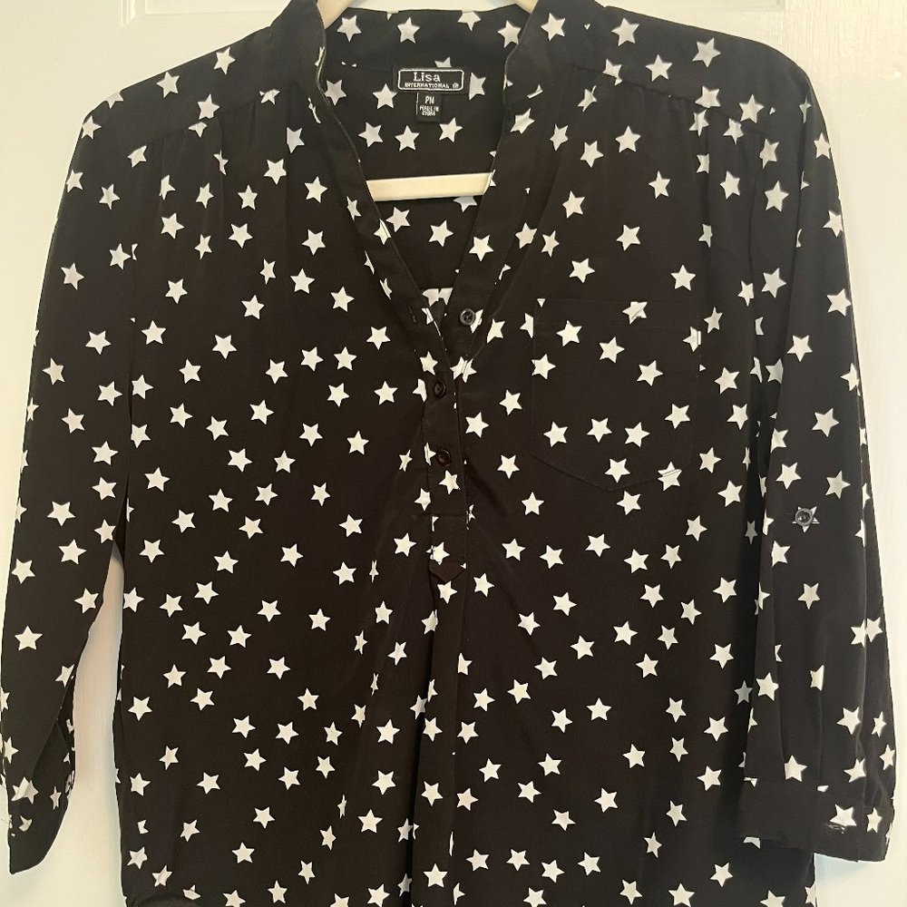 Black/White Star Print Blouse  PM